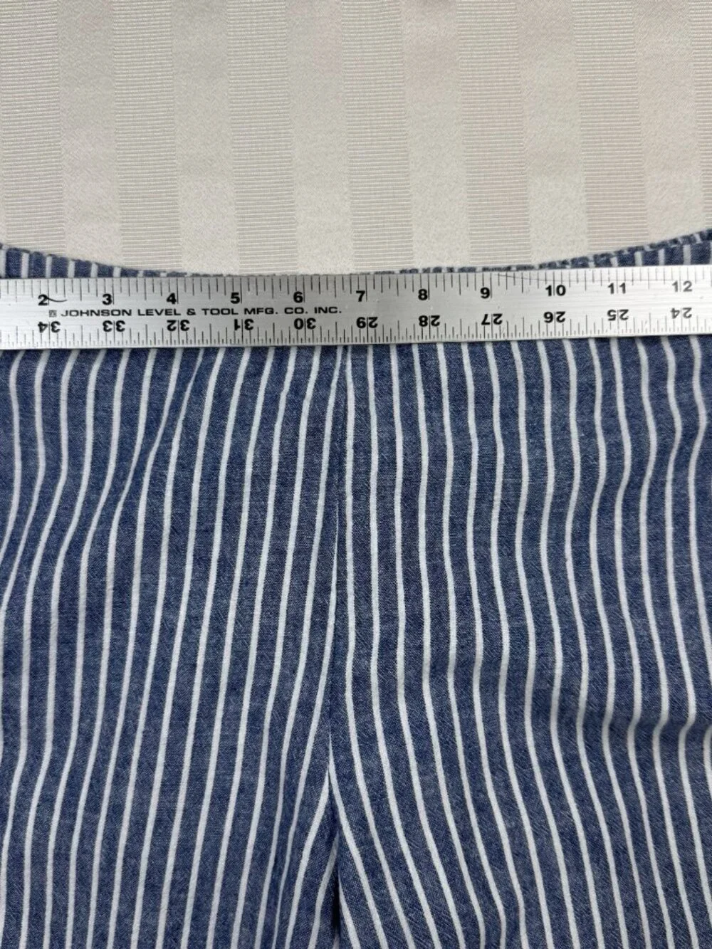 Beach Lunch Lounge Pants Sz Extra Small Linen Blend Striped Blue White Tie Waist - Picture 7 of 14